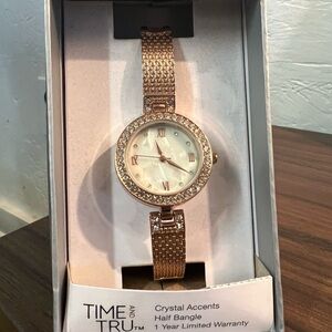 Time and Tru Gold Watch with Crystal Accents